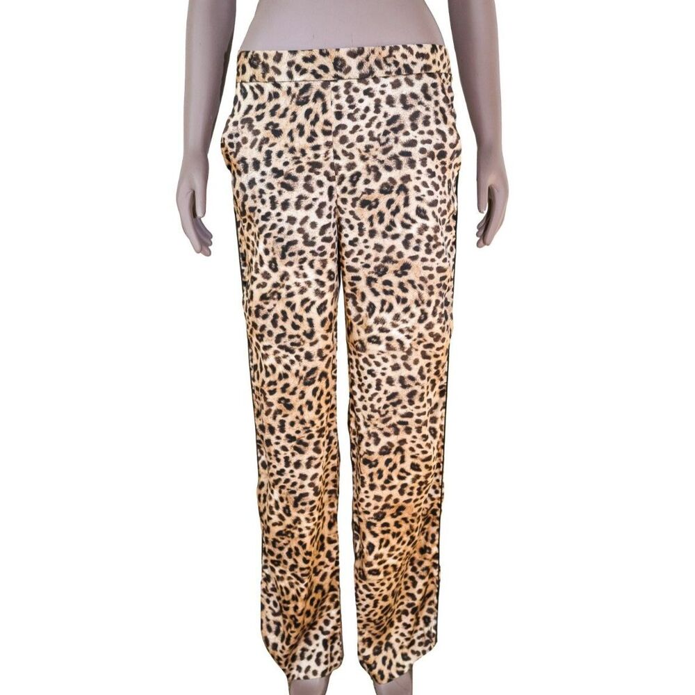 Zara Satin Leopard Print Wide Leg Pants Size XS - Picture 2 of 5
